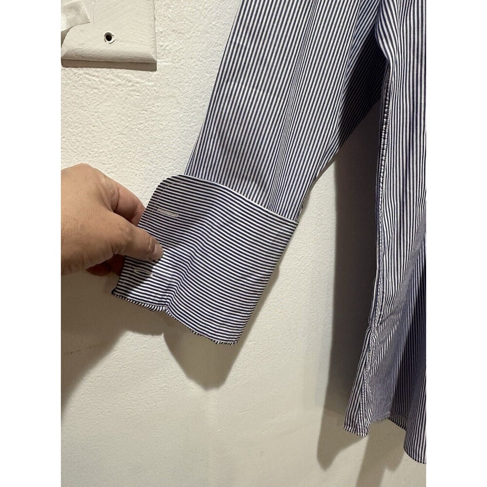 Burberry London Men's 18-38 Blue Stripe Cotton Long Sleeve Button Down Shirt - Picture 9 of 16